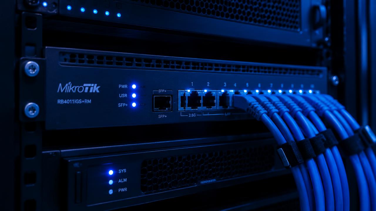 Técnico realizando fusão de fibra óptica